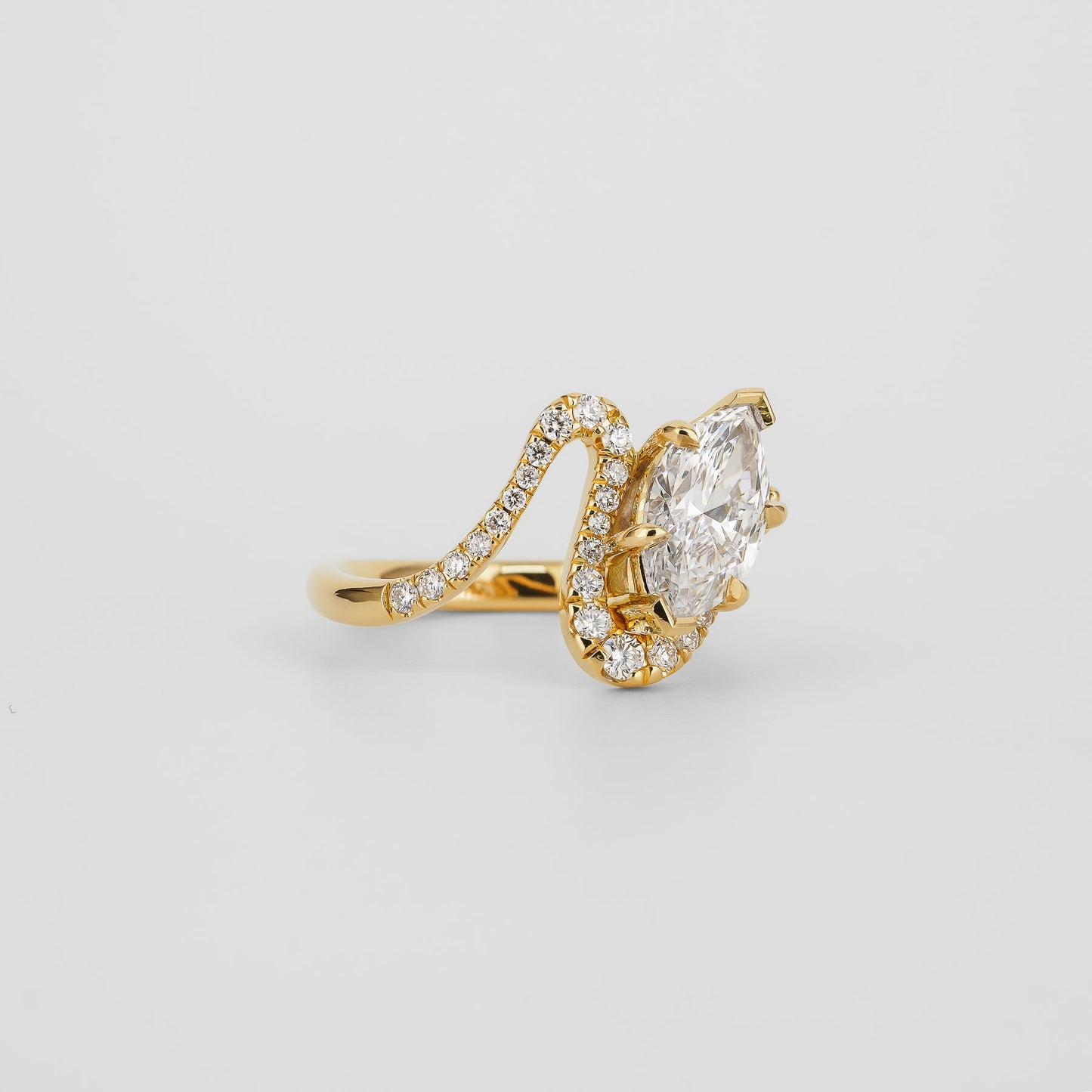 1.52 CT Marquise Cut Lab grown Diamond Side Stone with Pave Setting Engagement Ring