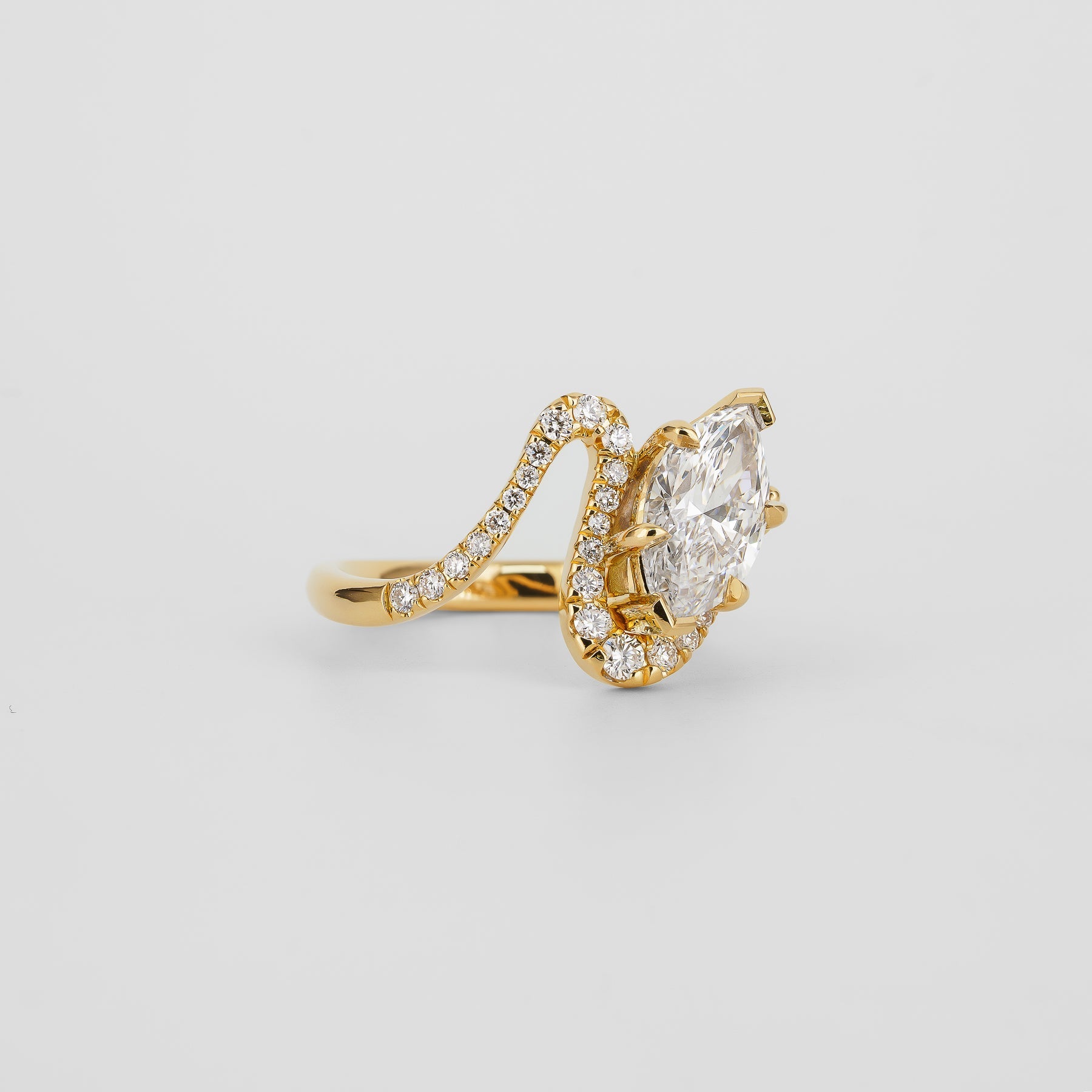 1.52 CT Marquise Cut Lab grown Diamond Side Stone with Pave Setting Engagement Ring