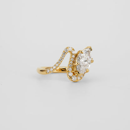 1.52 CT Marquise Cut Lab grown Diamond Side Stone with Pave Setting Engagement Ring