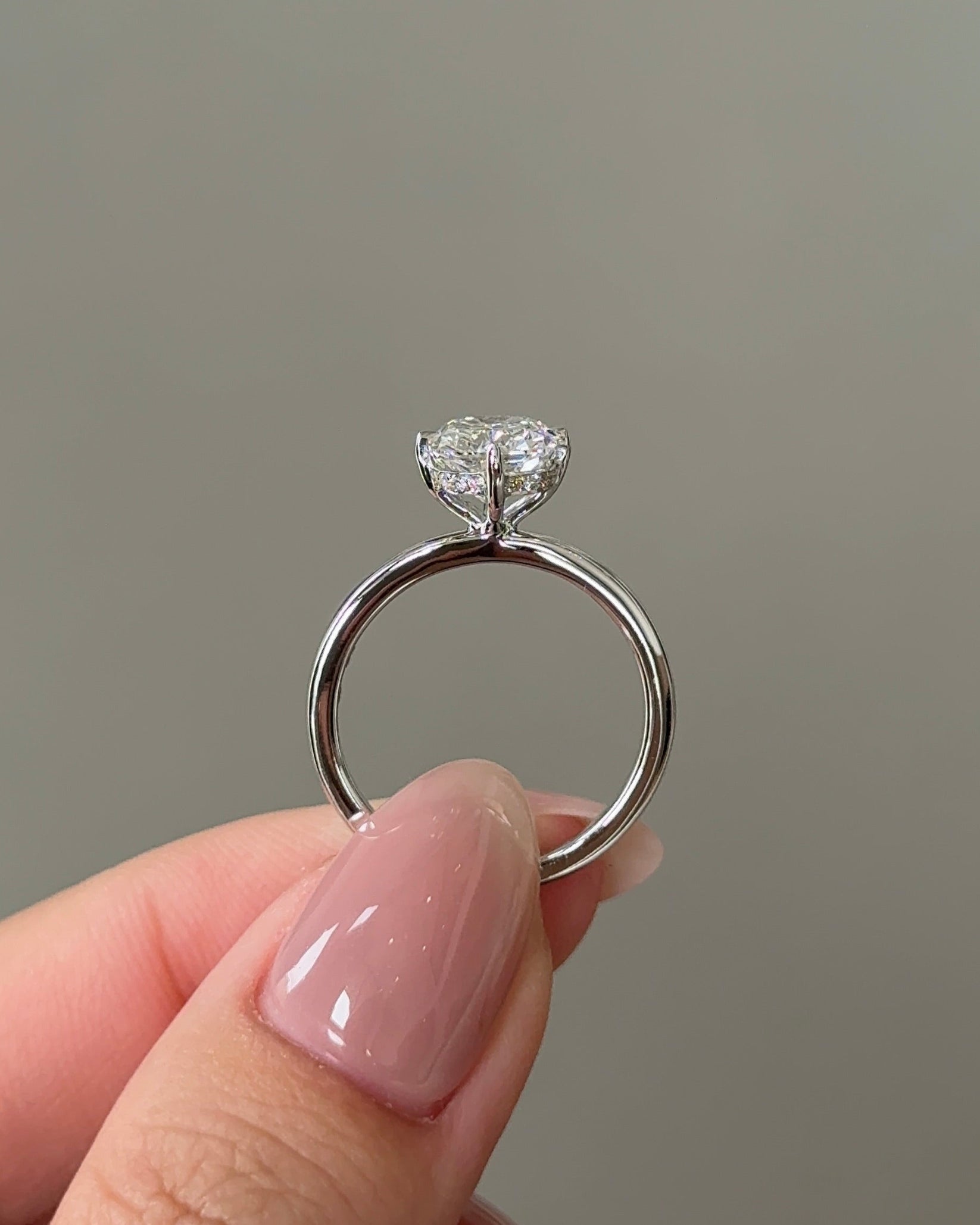 2.59 CT Cushion Cut Lab grown Diamond Solitaire Hidden Halo Engagement Ring