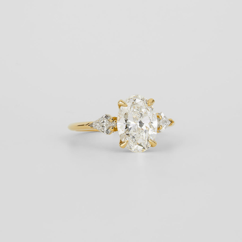 2.02 CT - 3.02 CT Oval Cut Lab grown Diamond Three Stone Engagement Ring