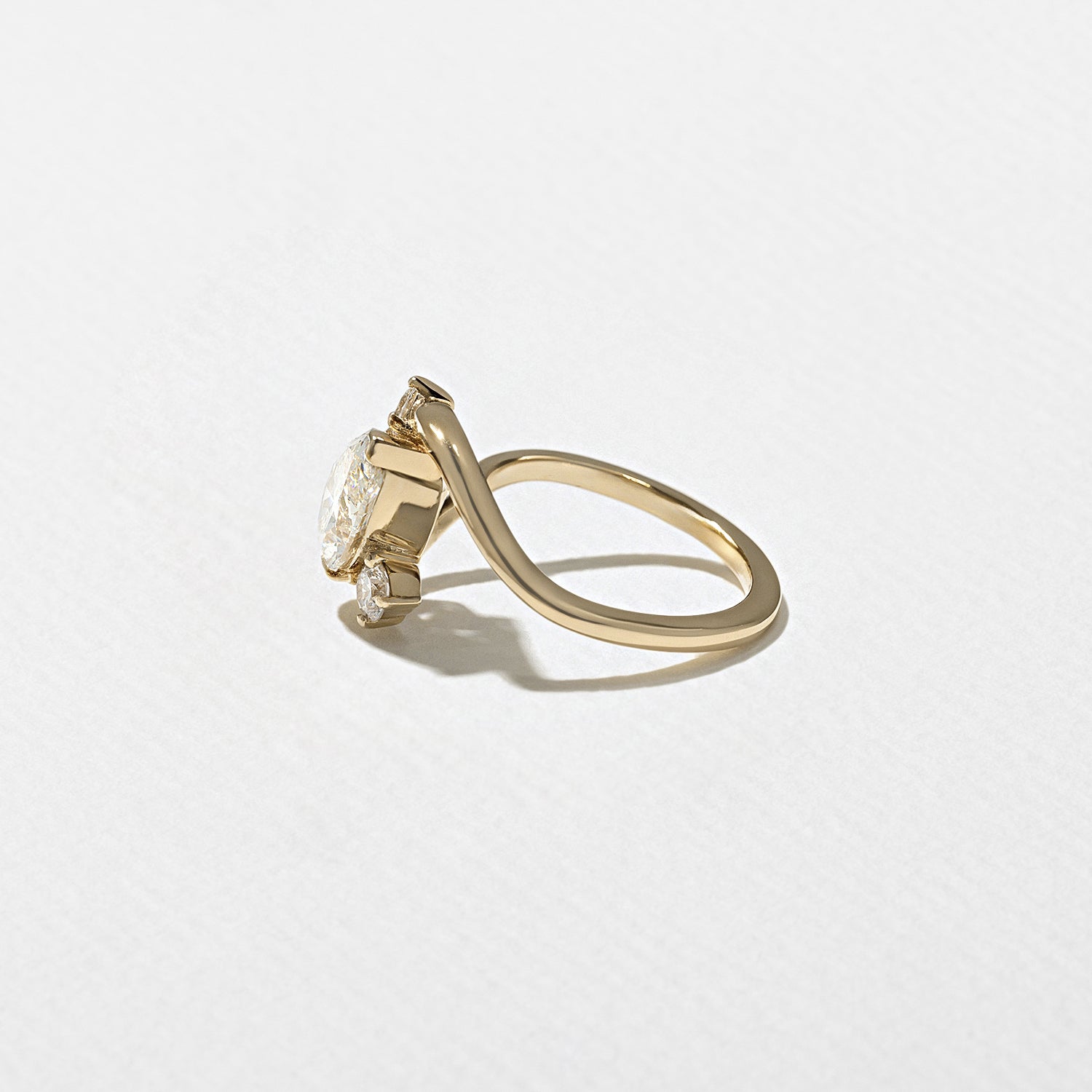 1.53 CT - 2.53 CT Pear Cut Lab grown Diamond Side Stone Engagement Ring