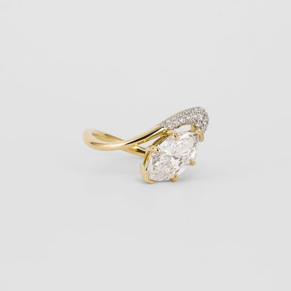 2.03 CT - 4.03 CT Marquise Cut Lab grown Diamond Unique Engagement Ring