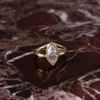 1.5 CT - 2.5 CT Marquise Cut Bezel Split Shank Solitaire Moissanite Engagement Ring