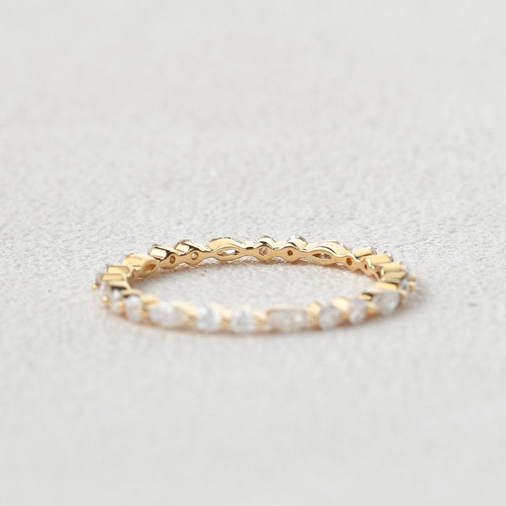 0.17 TCW Marquise & Round Moissanite Full Eternity Wedding Band