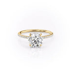 2.5 CT - 3 CT Round Cut Hidden Halo Pave Moissanite Engagement Ring