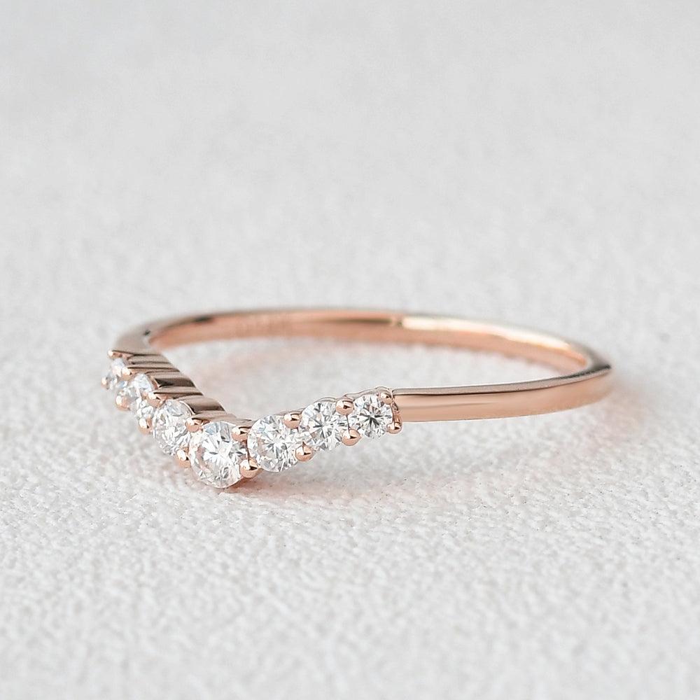 0.2 TCW Round Moissanite Curved Pave Wedding Band