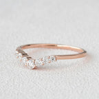 0.2 TCW Round Moissanite Curved Pave Wedding Band