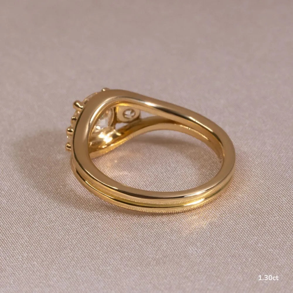 1.3 CT - 3 CT Round Cut Semi Bezel Three Stone Moissanite Engagement Ring