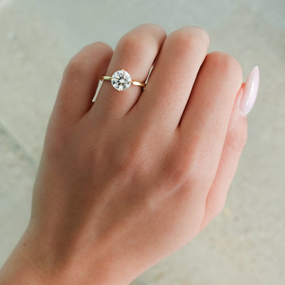 1 CT - 3 CT Round Cut Lab grown Diamond Hidden Halo Engagement Ring