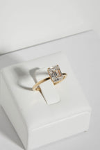 1 CT - 2 CT Emerald Cut Solitaire Moissanite Engagement Ring