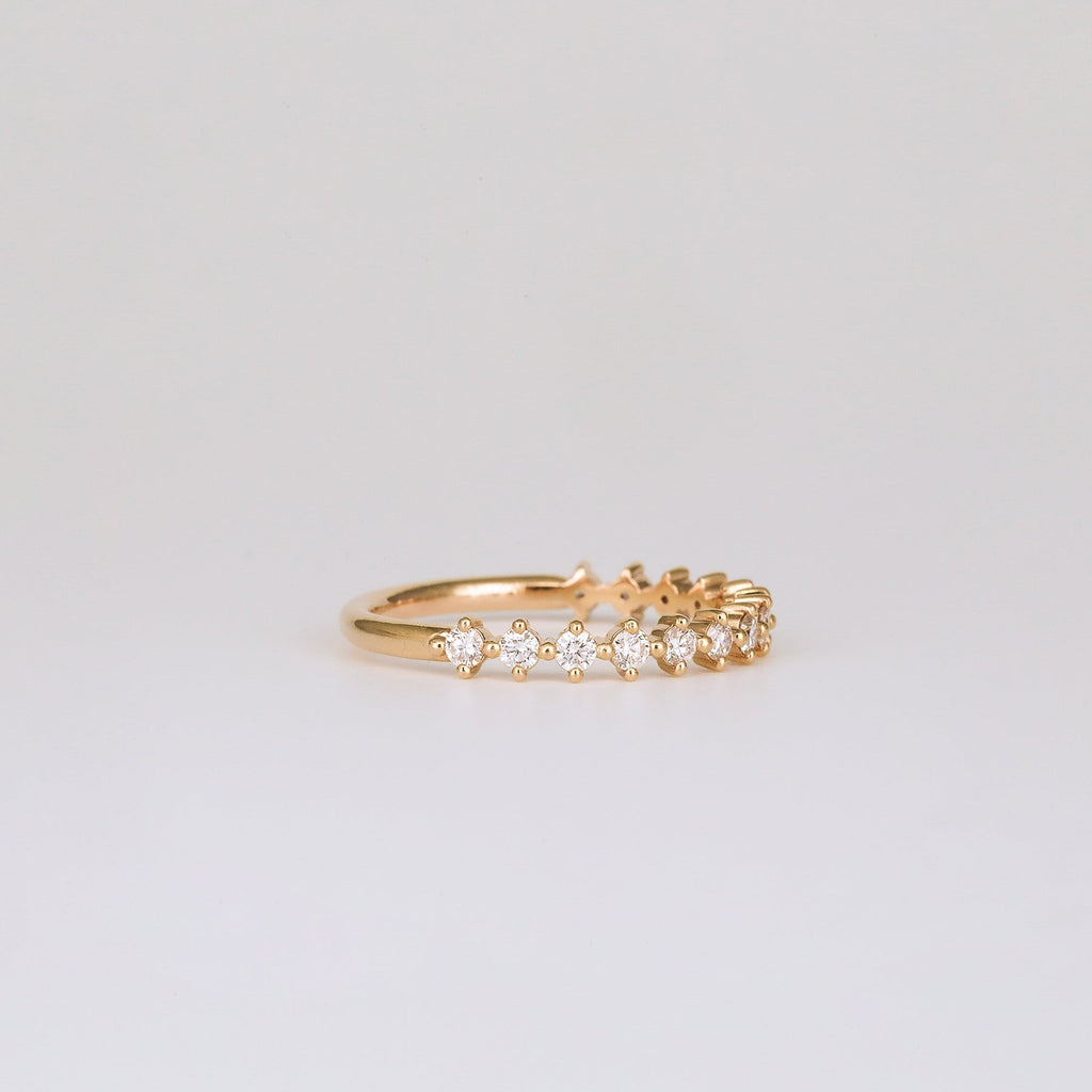 0.38 TCW Round CVD Diamond Shared Prong Half Eternity Wedding Band