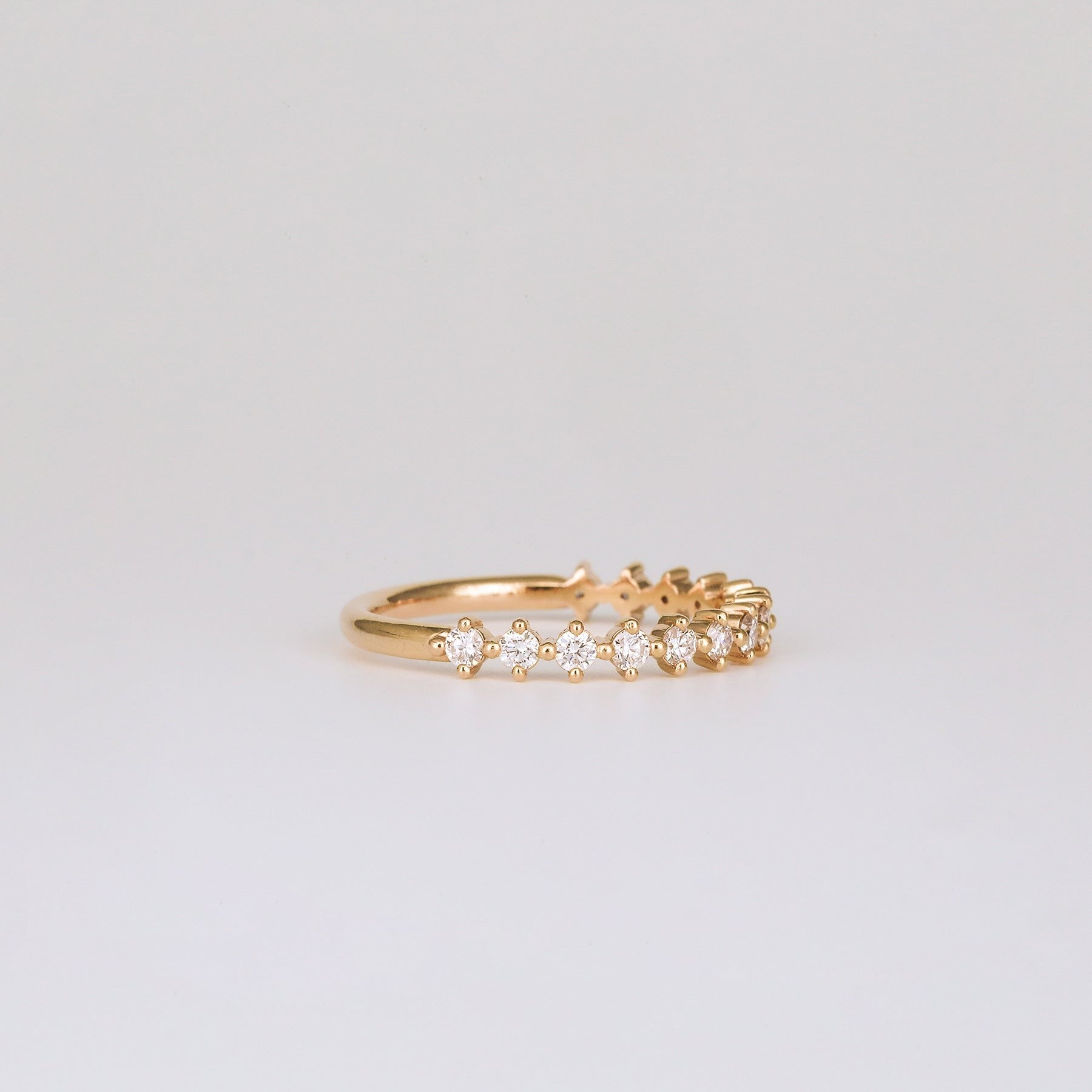 0.38 TCW Round CVD Diamond Shared Prong Half Eternity Wedding Band