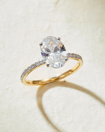 2 CT Oval Cut Hidden Halo & Pave Moissanite Engagement Ring