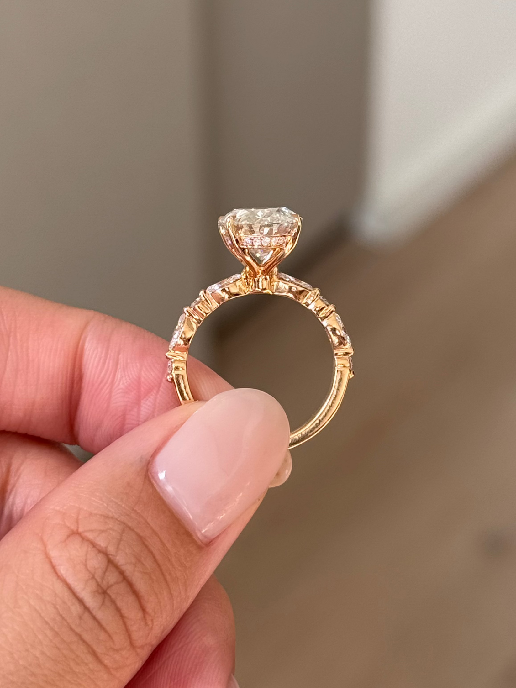 4 CT Oval Cut Lab grown Diamond Hidden Halo Engagement Ring