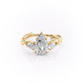 2 CT - 3 CT Pear Cut Three Stone Twig Moissanite Engagement Ring