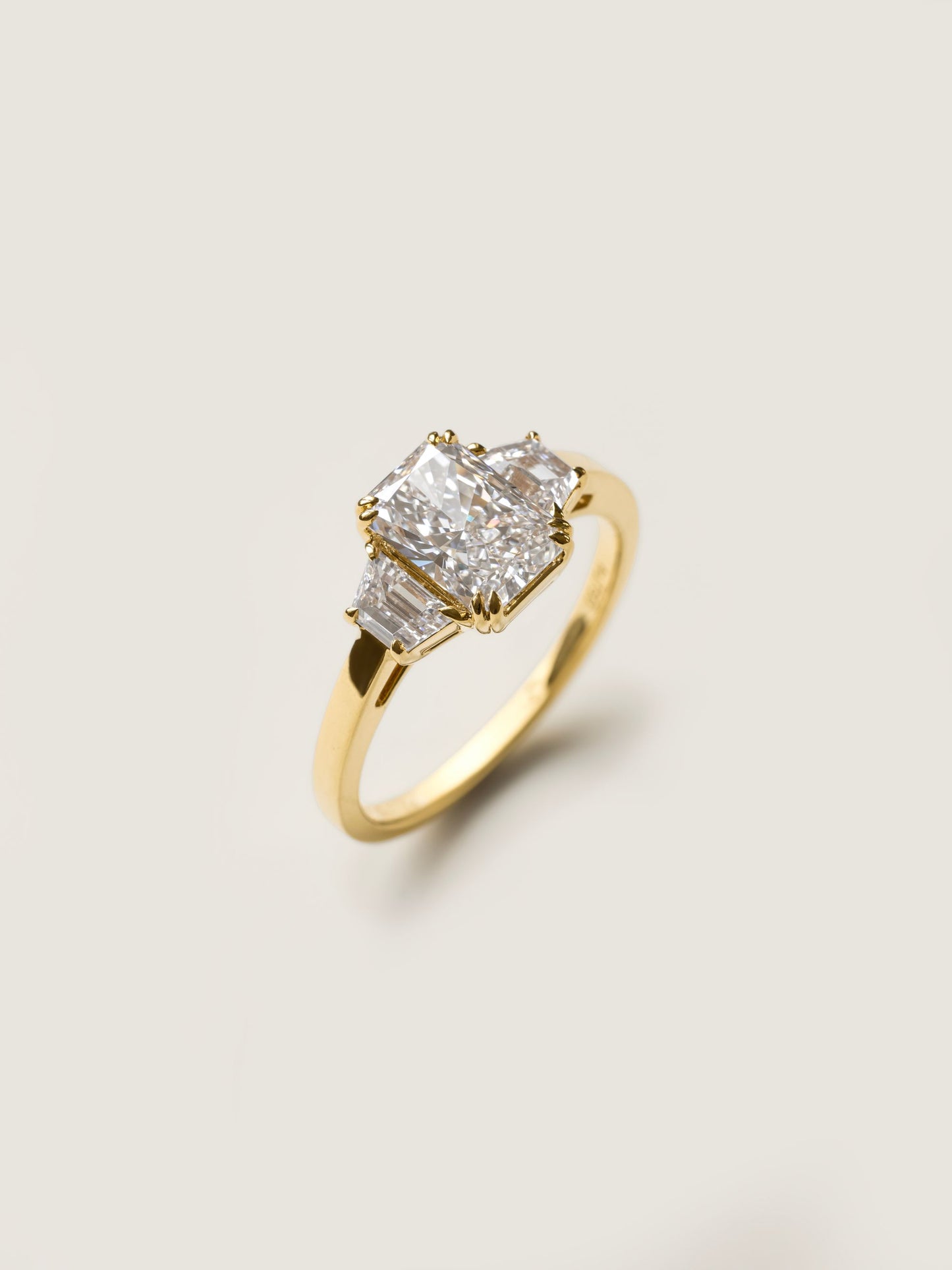 1.5 CT - 3.5 CT Radiant Cut Lab grown Diamond Three Stone Engagement Ring