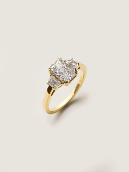 1.5 CT - 3.5 CT Radiant Cut Lab grown Diamond Three Stone Engagement Ring