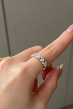 0.85 TCW Pear & Round CVD Diamond Pave Wedding Band
