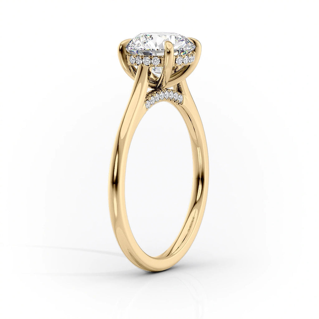 2 CT - 3.5 CT Round Cut Hidden Halo Moissanite Engagement Ring