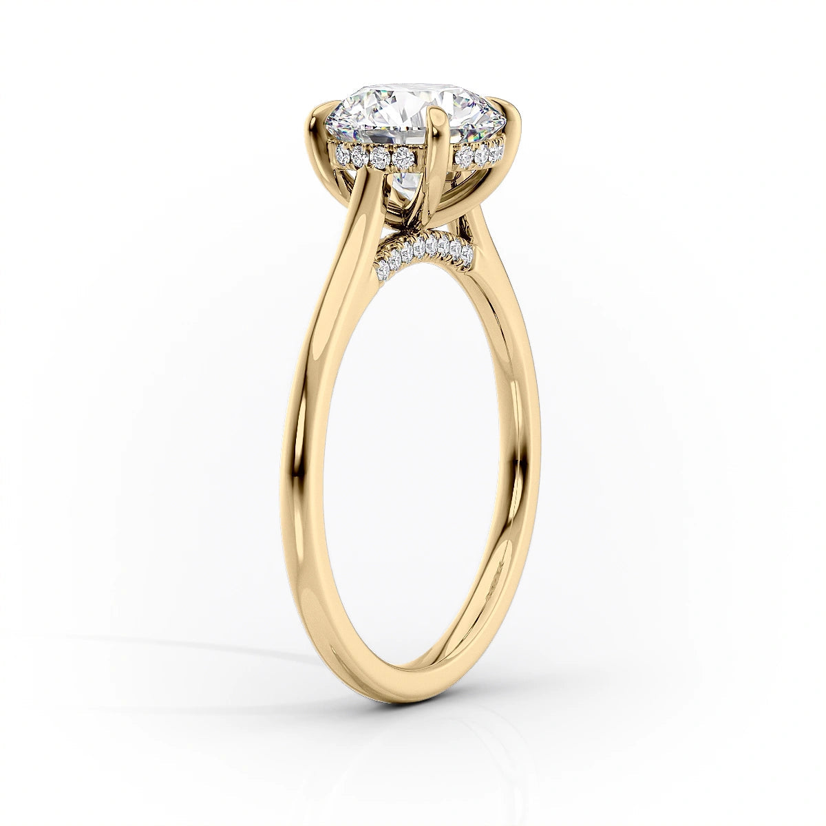 2 CT - 3.5 CT Round Cut Hidden Halo Moissanite Engagement Ring