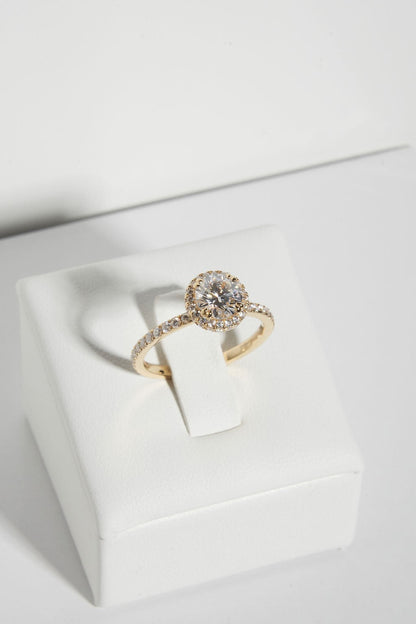 1 CT - 2 CT Round Cut Halo & Pave Moissanite Engagement Ring