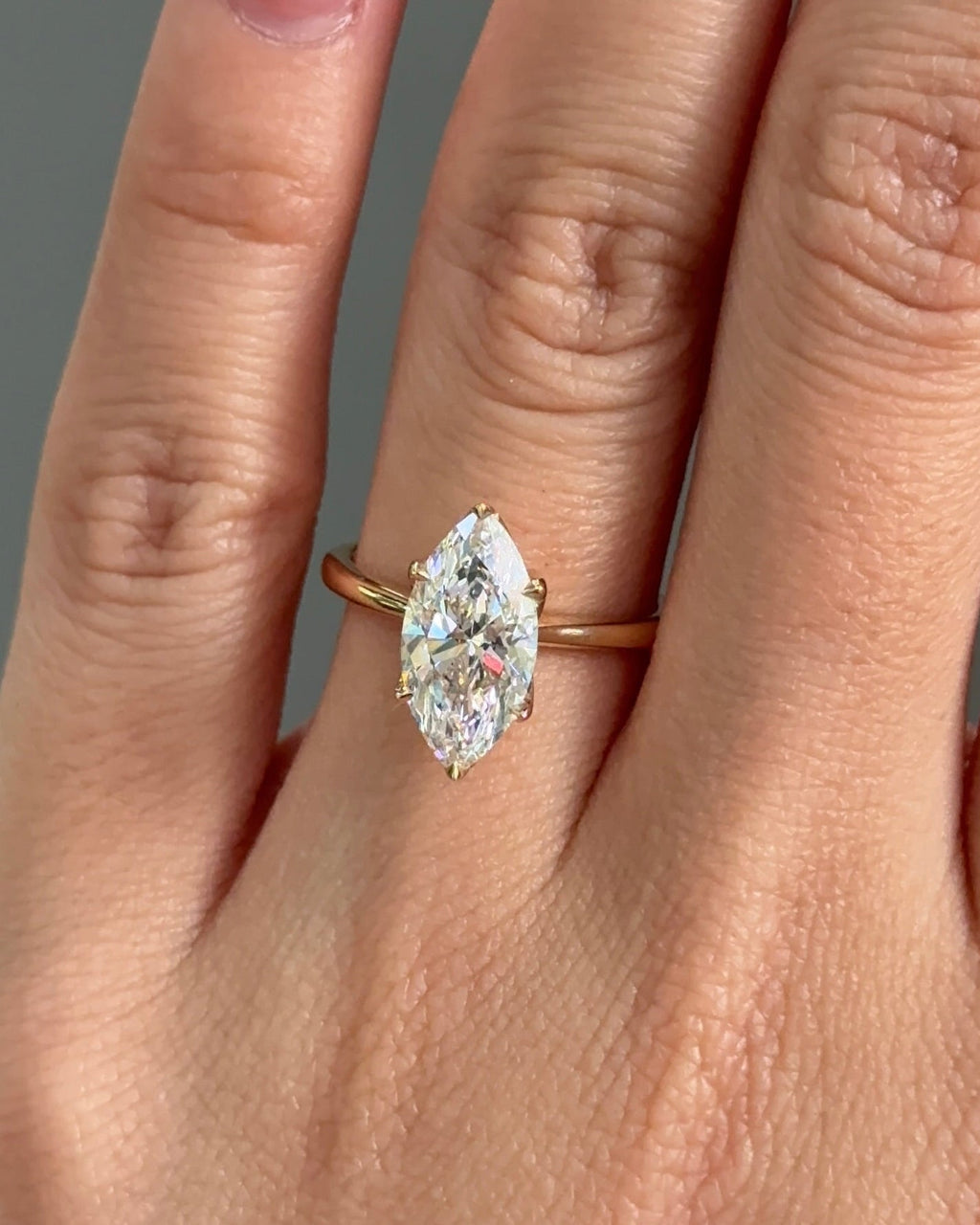 2.1 CT Marquise Cut Lab grown Diamond Floral Solitaire Engagement Ring