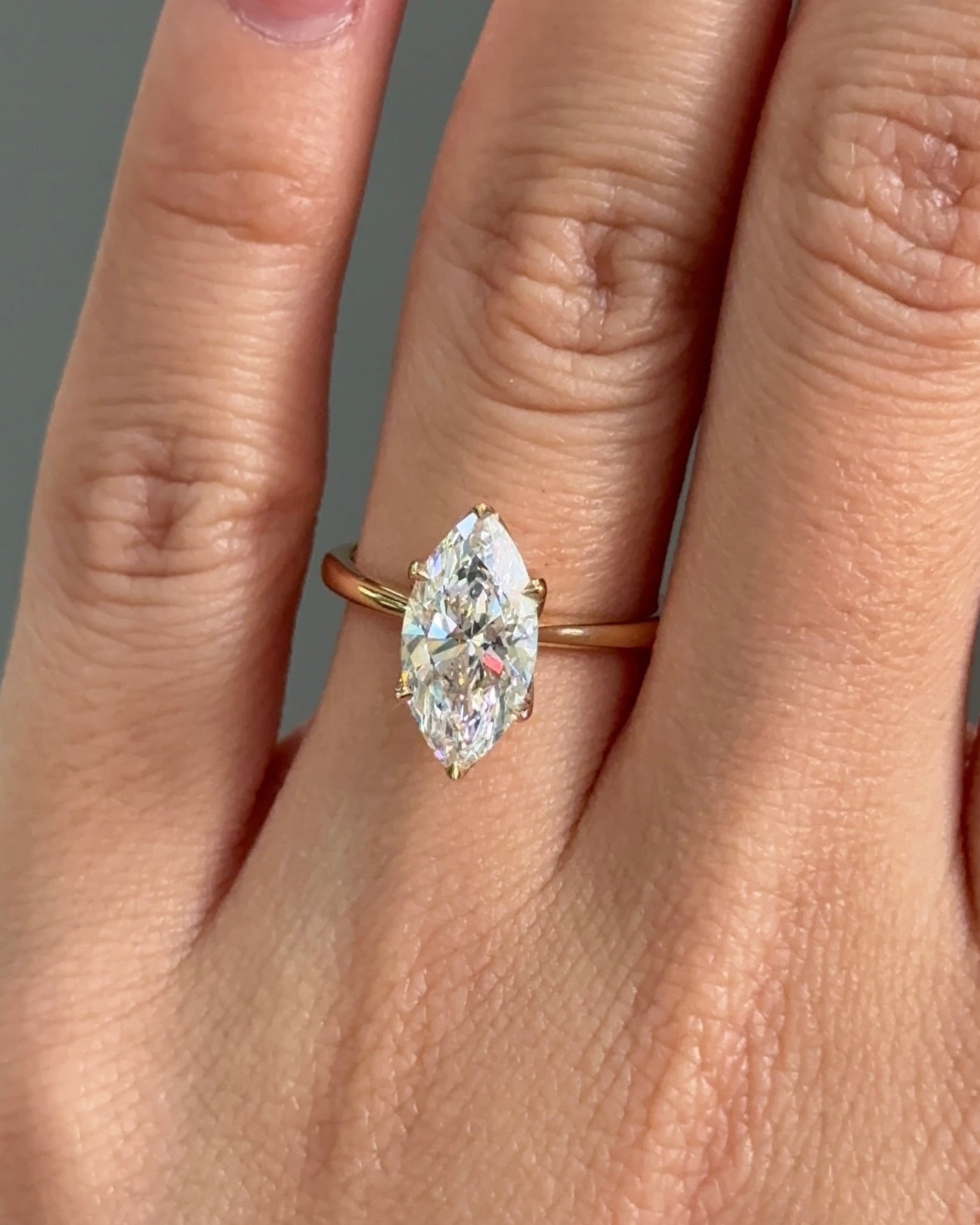 2.1 CT Marquise Cut Lab grown Diamond Floral Solitaire Engagement Ring