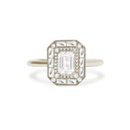 1.5 CT Emerald Cut Moissanite Emerald Shape Halo Style Mosaic Engagement Ring