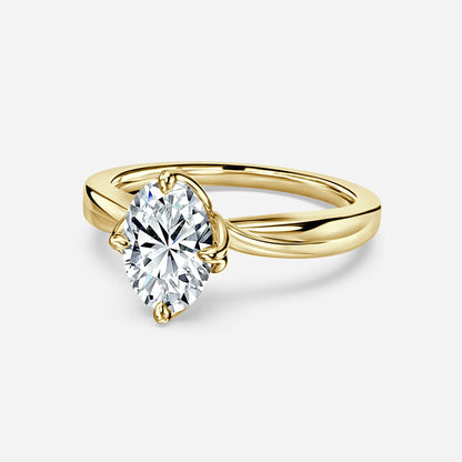 2 CT - 3 CT Oval Cut Solitaire Style Flower Moissanite Engagement Ring