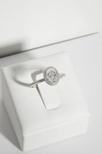 1.5 CT - 2.5 CT Oval Cut Halo & Pave Moissanite Engagement Ring