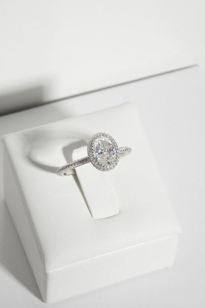 1.5 CT - 2.5 CT Oval Cut Halo & Pave Moissanite Engagement Ring