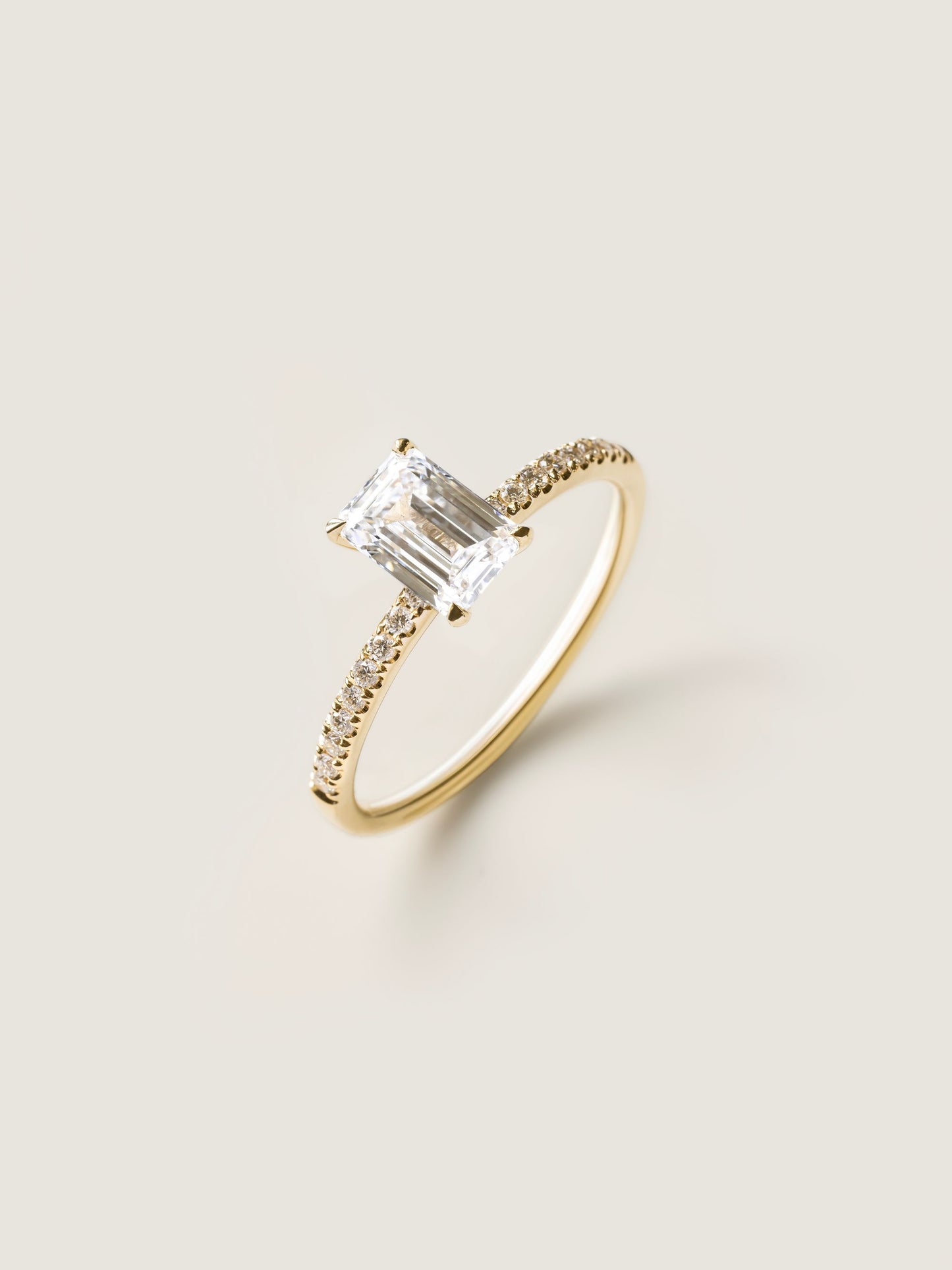 0.9 CT - 2.9 CT Emerald Cut Lab grown Diamond Pave Engagement Ring