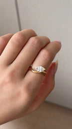 1.1 CT Marquise Cut Lab grown Diamond Curvy Engagement Ring