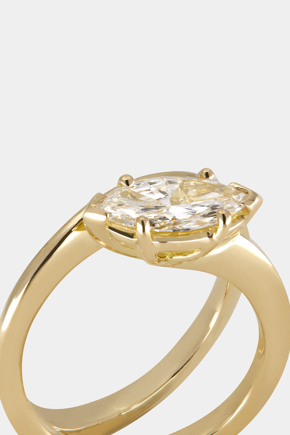 1 CT - 2 CT Marquise Cut Lab grown Diamond Rounded Band Solitaire Engagement Ring