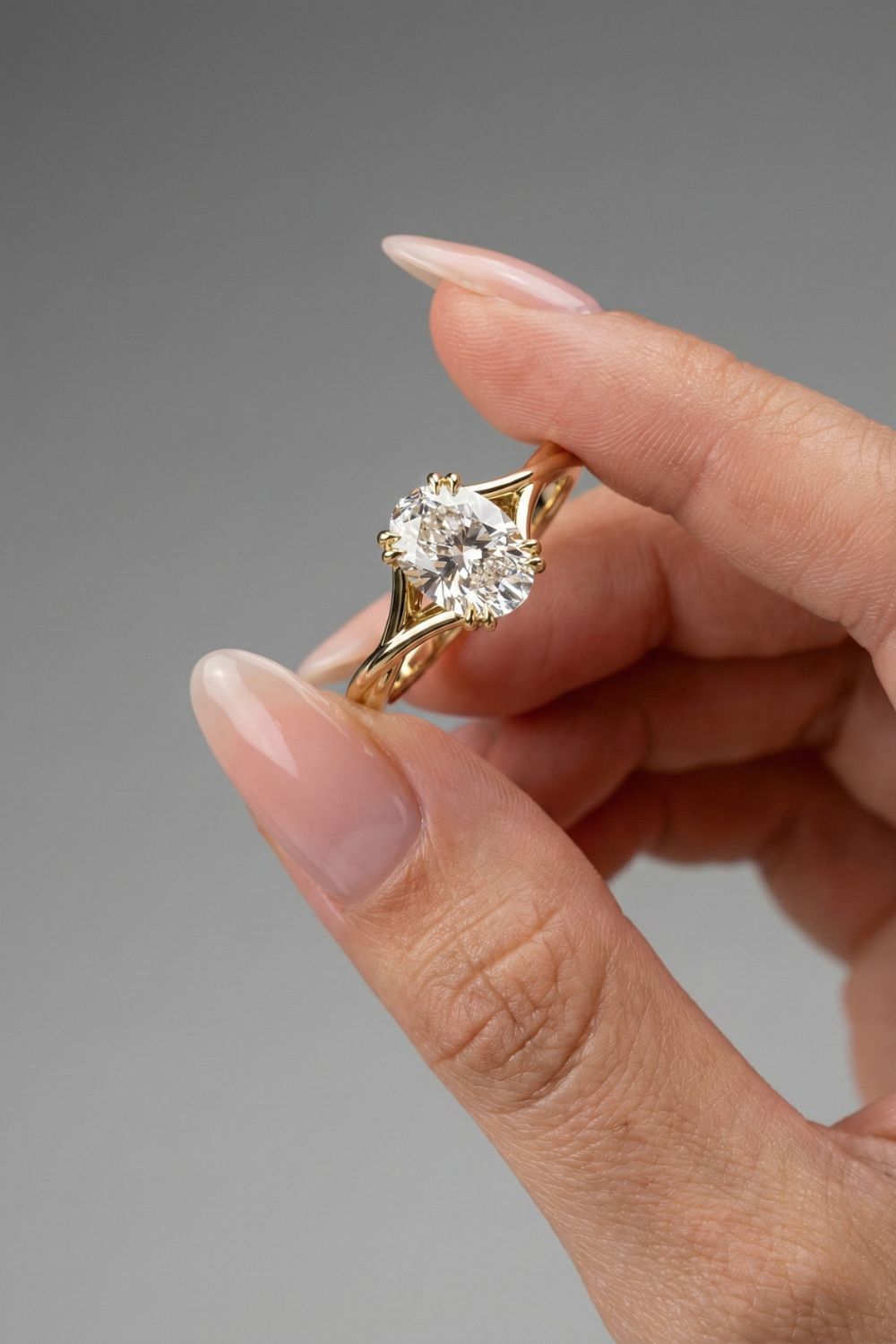 val Cut Lab grown Diamond Twisted Solitaire Engagement Ring