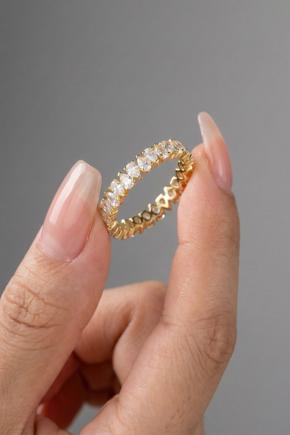 Pear Moissanite Full Eternity Wedding Band