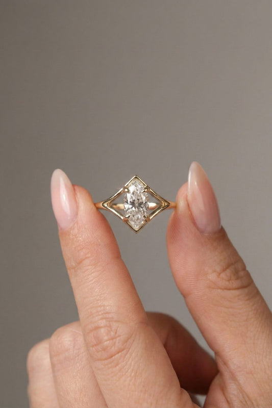 Marquise Cut Lab grown Diamond Split Shank Solitaire Engagement Ring