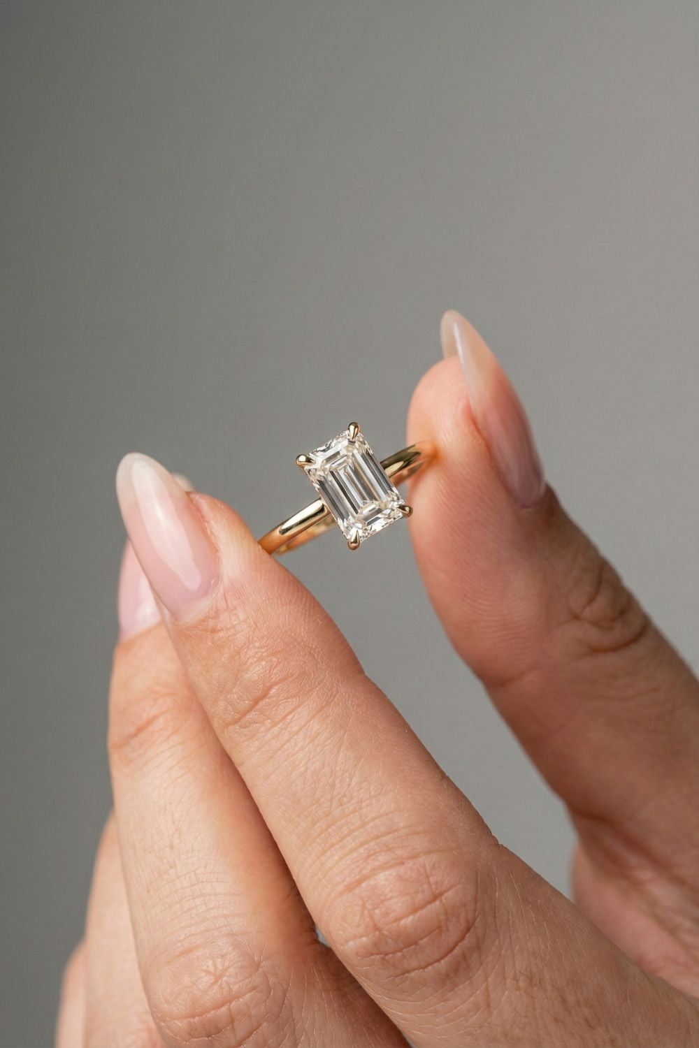 Baguette Cut Lab grown Diamond Solitaire Engagement Ring