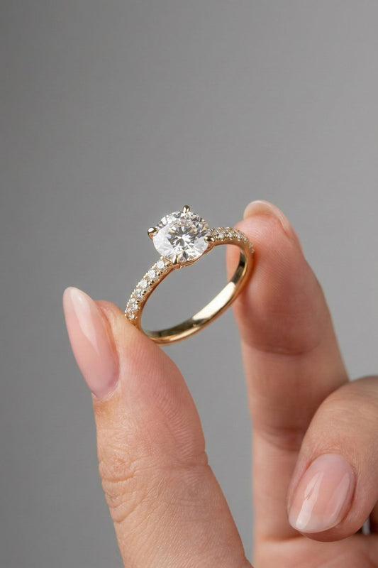 Round Cut Lab grown Diamond Pave Engagement Ring