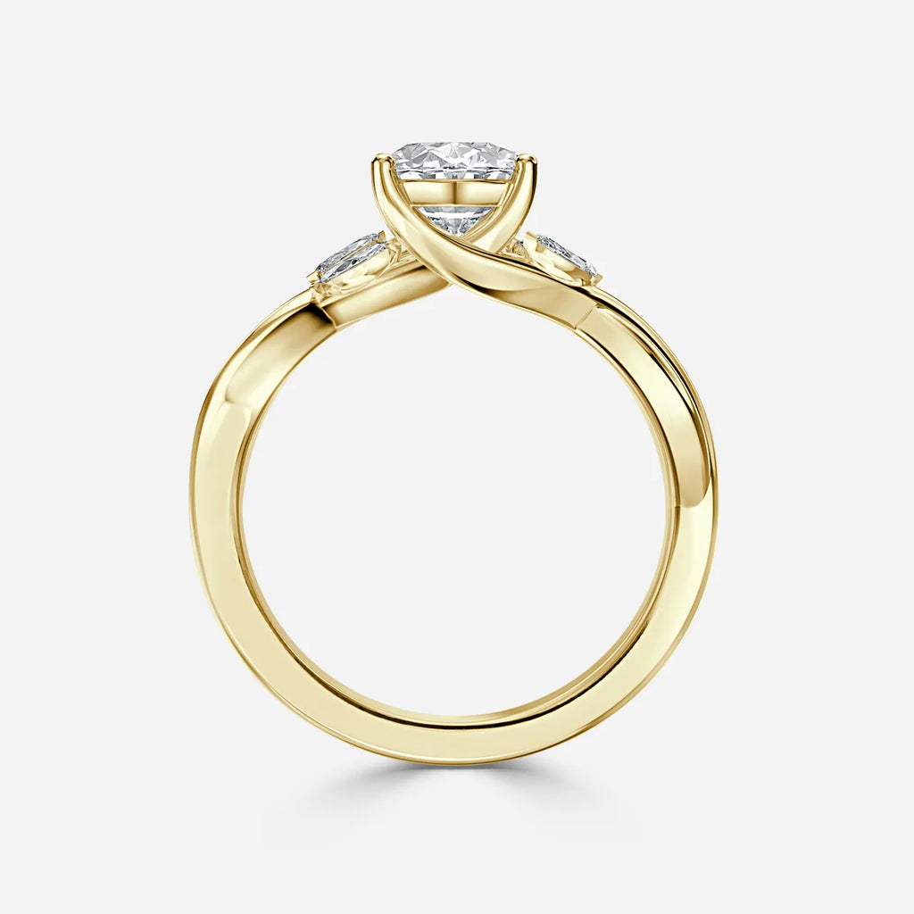 1.9 CT - 2.9 CT Oval Cut Twisted Cluster Moissanite Engagement Ring