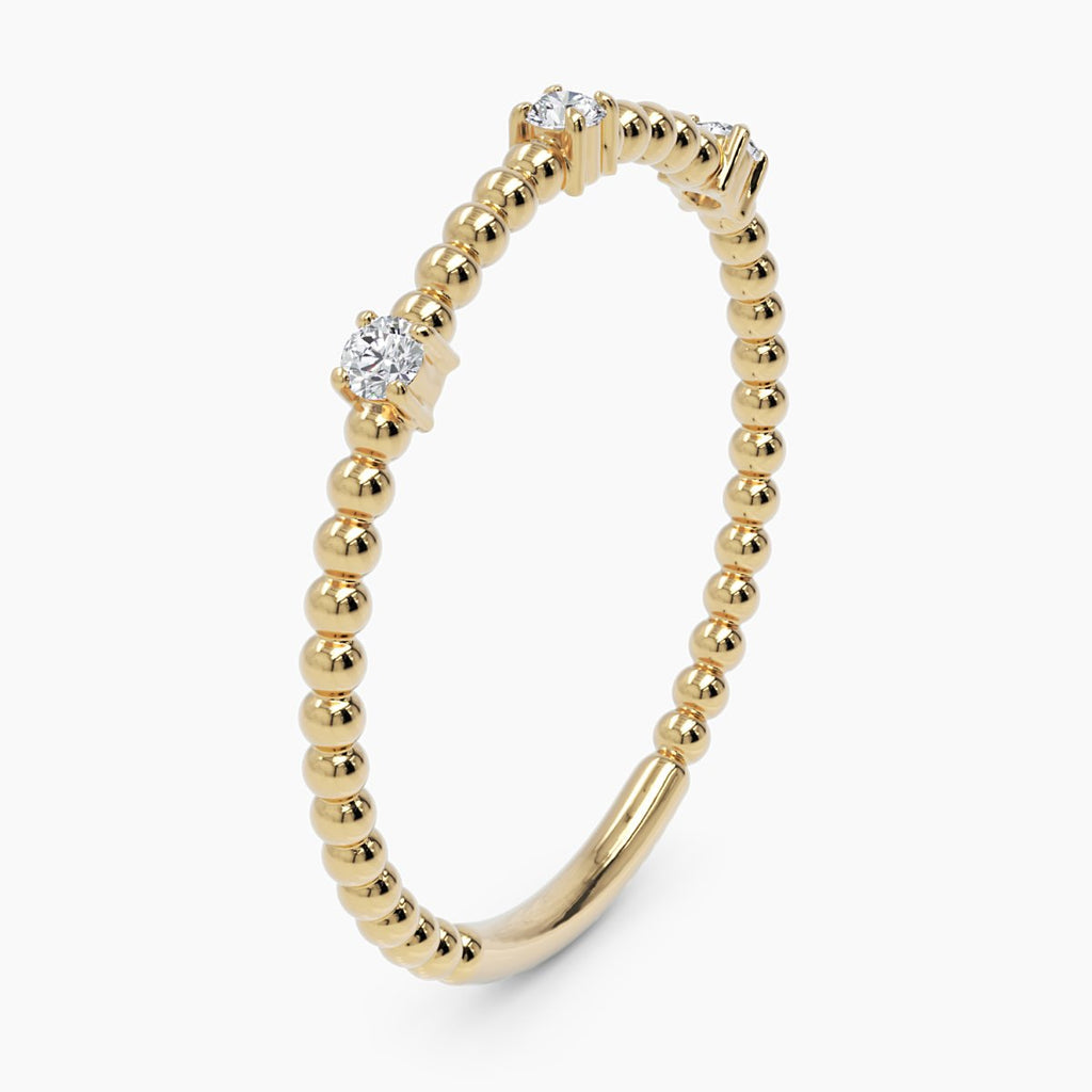 0.075 TCW Round Moissanite Dainty Style Unique Wedding Band