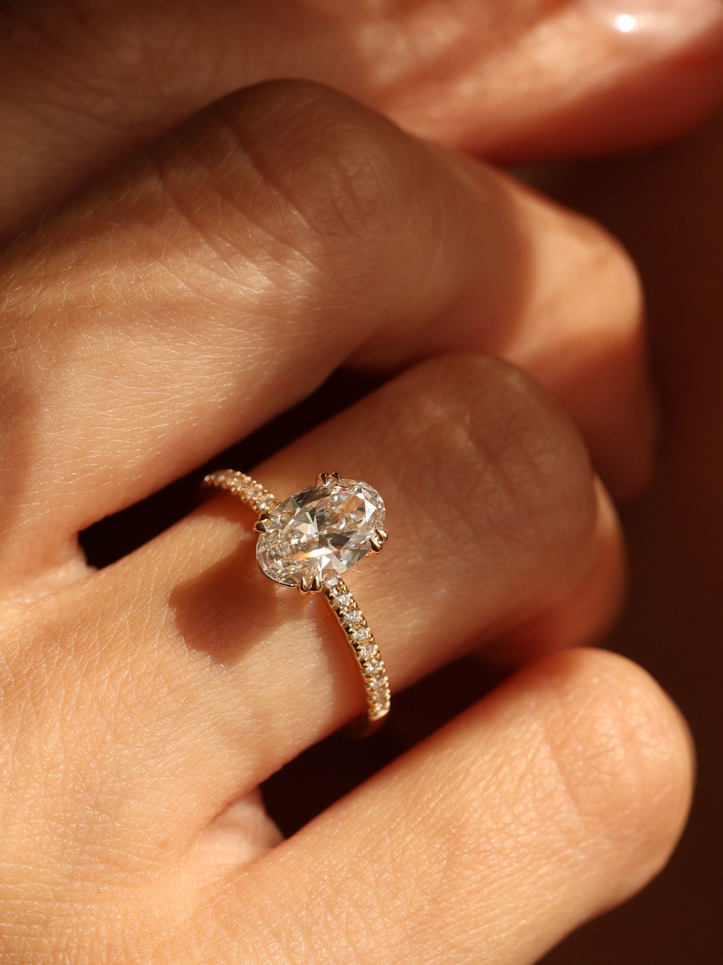 1.2 CT - 3.2 CT Oval Cut Lab grown Diamond Pave Engagement Ring