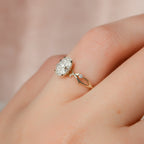 1 CT - 2 CT Oval Cut Twig Style Moissanite Engagement Ring