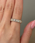 3.48 TCW Emerald CVD Diamond Half Eternity with Bezel Wedding Band