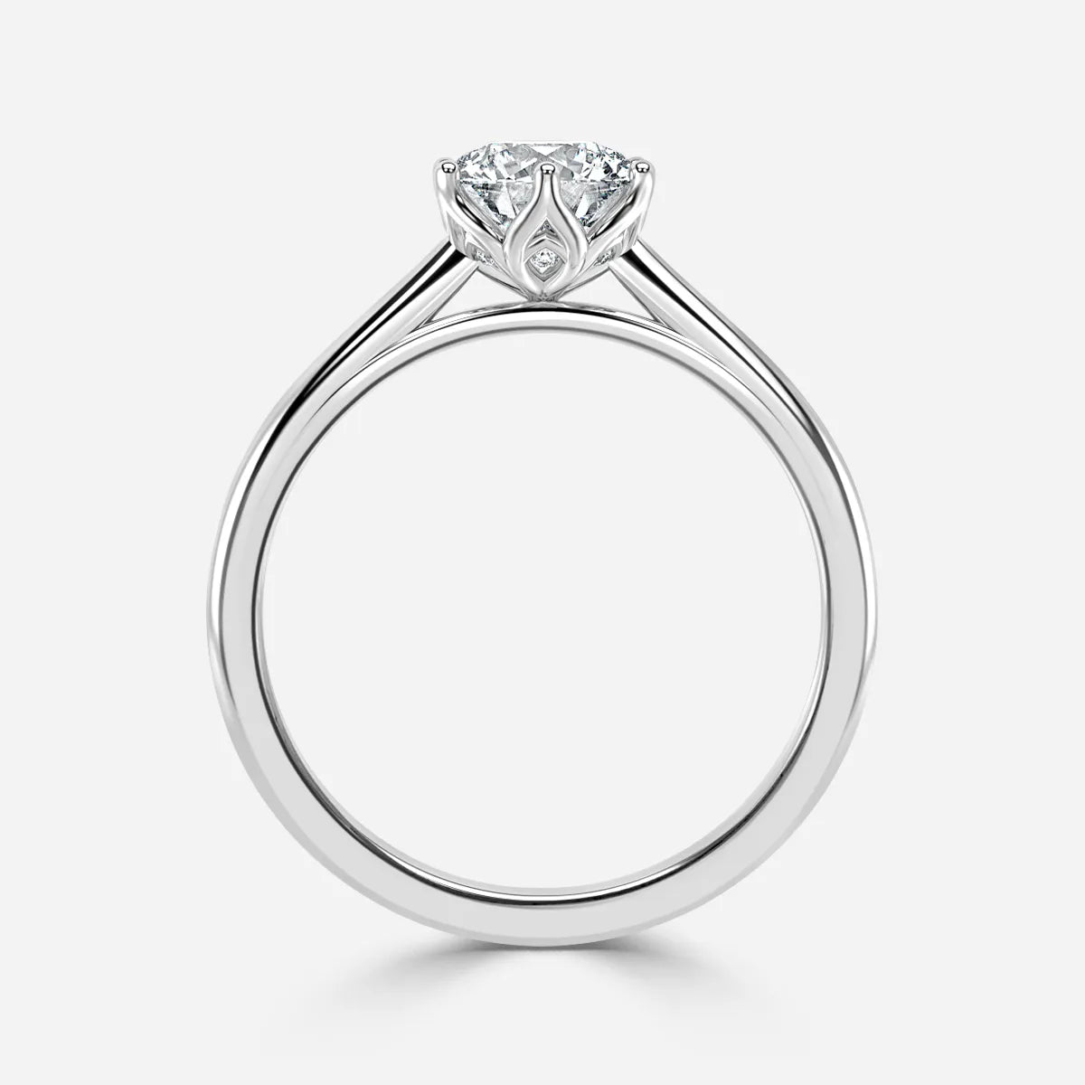 1.67 CT - 2.67 CT Round Cut Solitaire Petal Prong Moissanite Engagement Ring