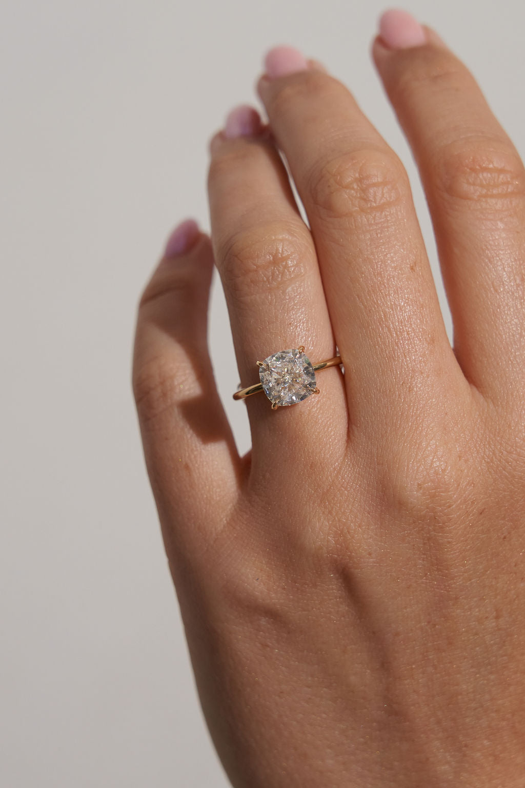 1 CT - 2 CT Cushion Cut Solitaire Moissanite Engagement Ring