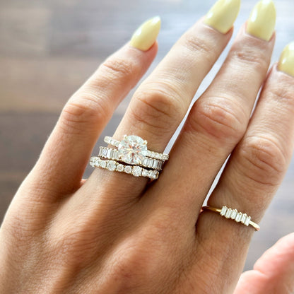 0.9 TCW Round CVD Diamond Pave Ripple Wedding Band