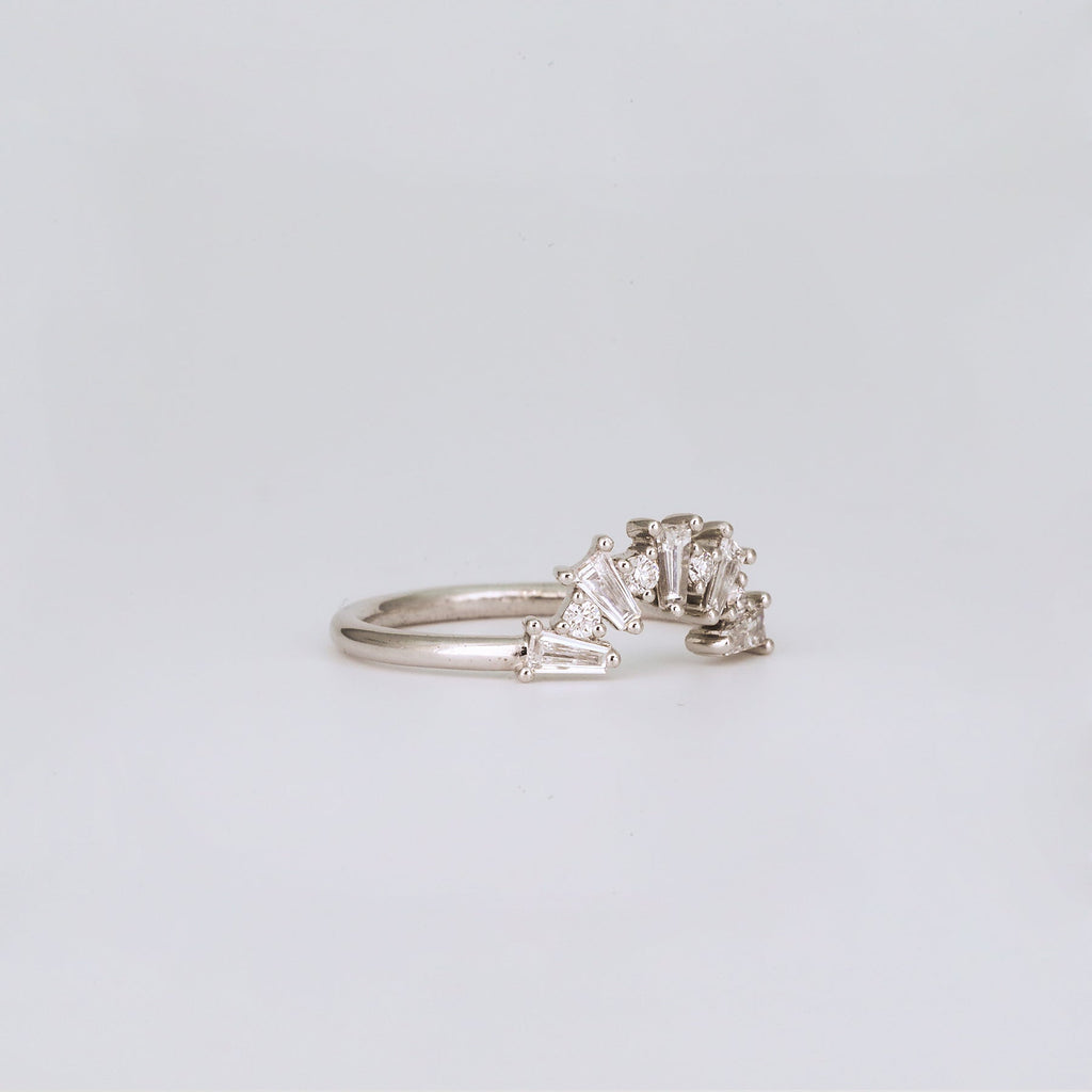 0.48 TCW Tapered Baguette & Round CVD Diamond Fire Cracker Curved Wedding Band