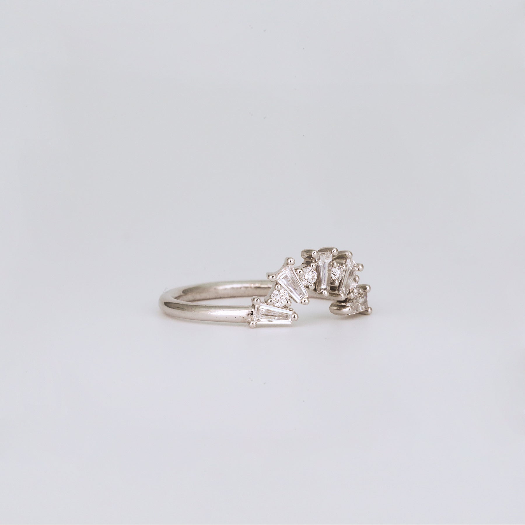 0.48 TCW Tapered Baguette & Round CVD Diamond Fire Cracker Curved Wedding Band